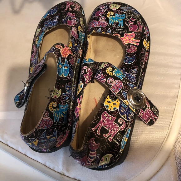 Rare! Alegria Multicolor Cat Print Mary Jane Shoes- 98A $70 or $60 w/offer - Picture 1 of 5